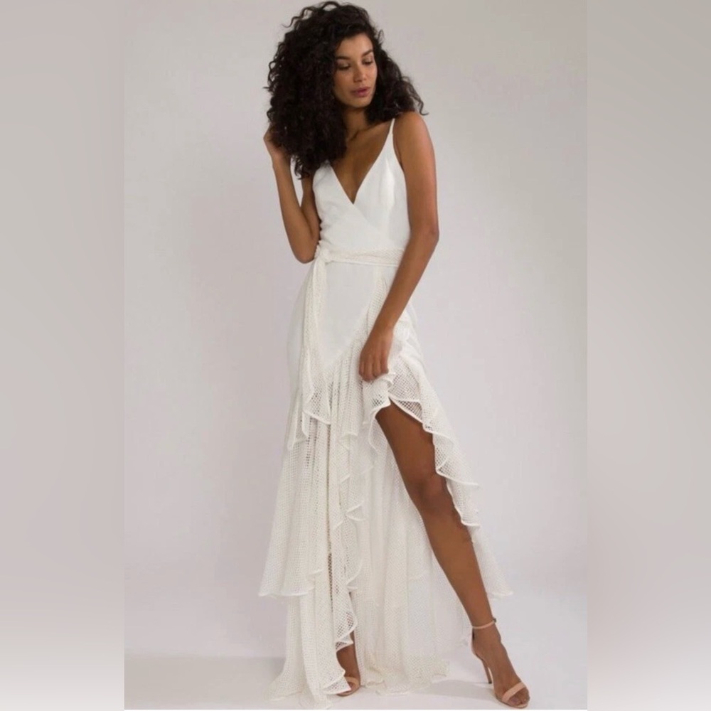 PatBO Mesh Linen Maxi Dress